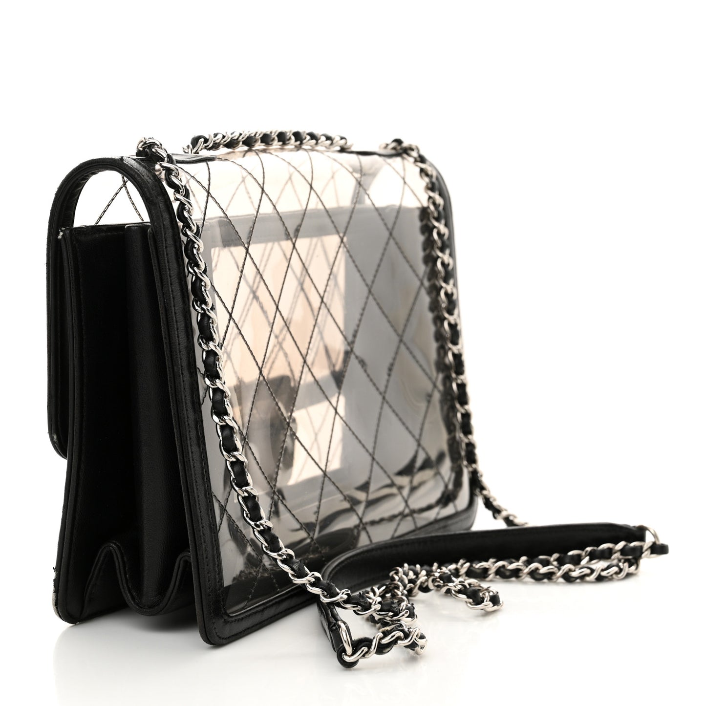 PVC Lambskin Quilted Beauty Lock Flap Black