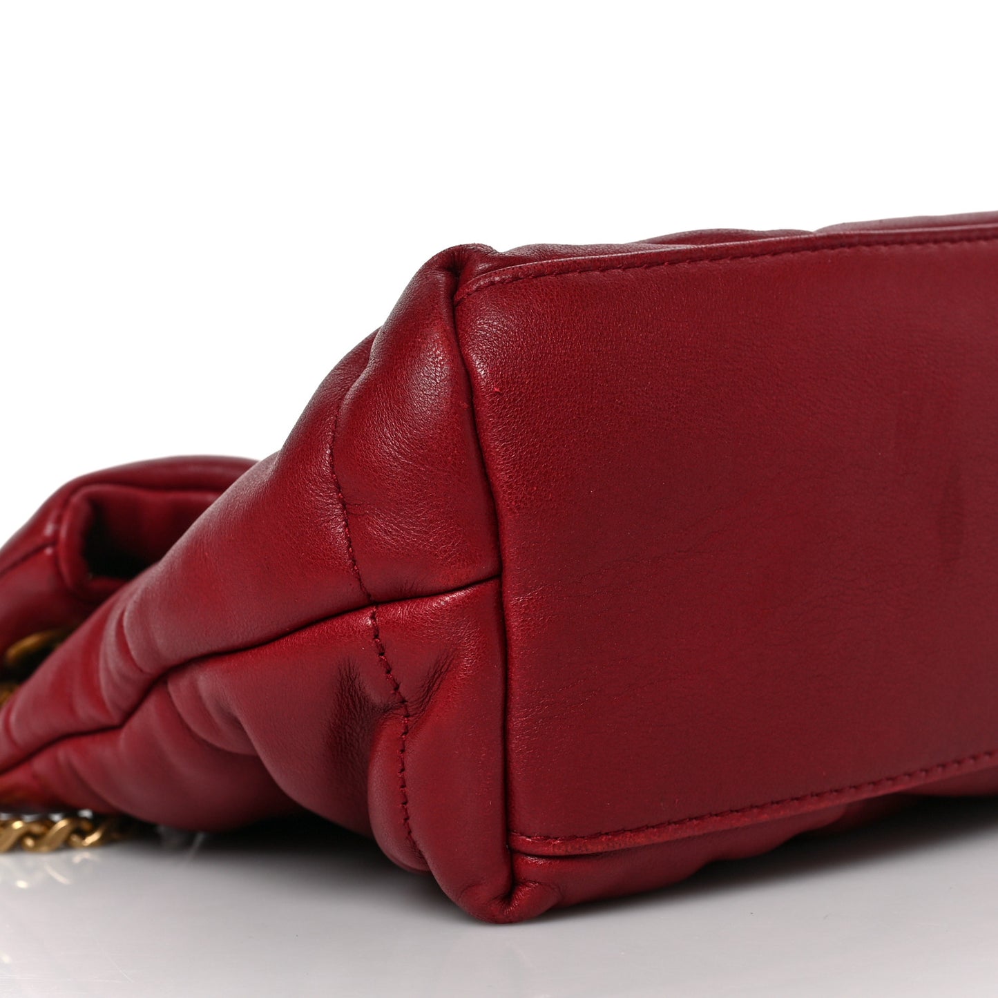 Lambskin Quilted Small Loulou Puffer Monogram Chain Satchel Red