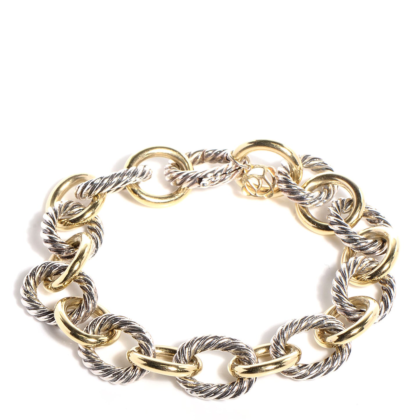 Sterling Silver 18K Yellow Gold 12mm Large Oval Link Bracelet