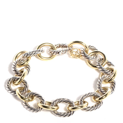 David Yurman Sterling Silver 18K Yellow Gold 12mm Large Oval Link Bracelet 1 of 5