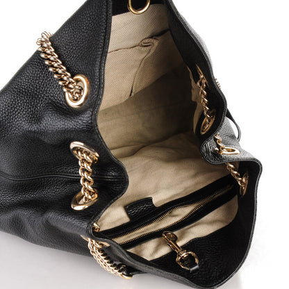 Gucci Pebbled Calfskin Medium Soho Chain Shoulder Bag Black 5 of 8