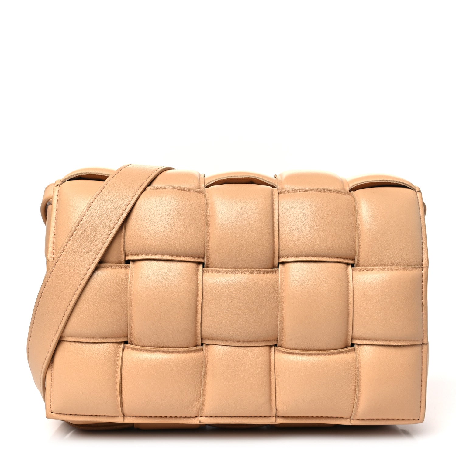 Bottega Veneta Nappa Maxi Intreccio Padded Cassette Crossbody Bag Almond 1 of 10