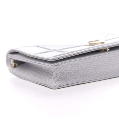 Christian Dior Metallic Grained Calfskin Diorama Wallet on Chain Pouch Silver 7 of 10