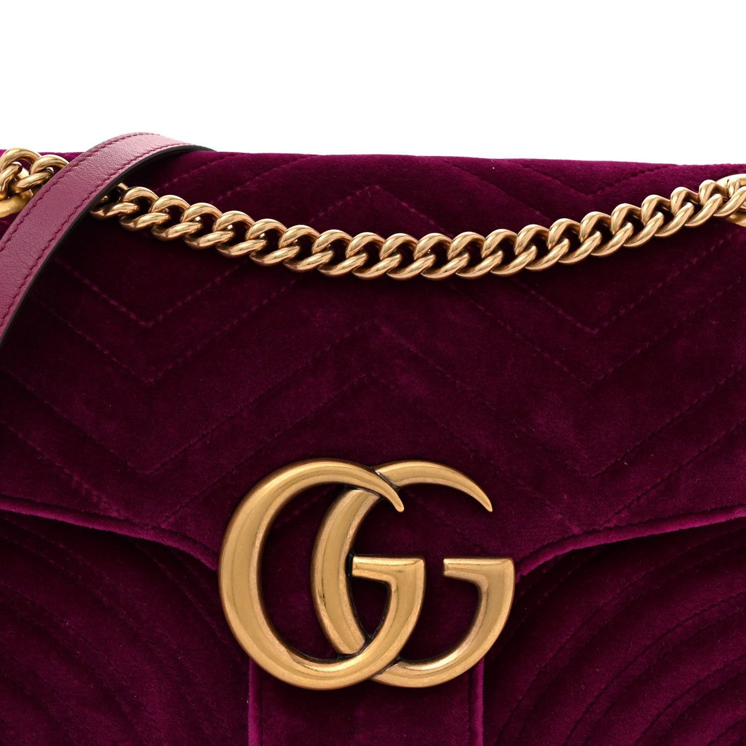 Gucci Velvet Matelasse Medium GG Marmont Shoulder Bag Fuchsia Violet Cyclamen 8 of 10