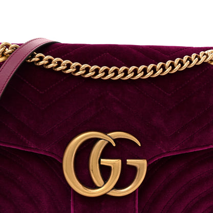 Gucci Velvet Matelasse Medium GG Marmont Shoulder Bag Fuchsia Violet Cyclamen 8 of 10