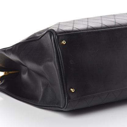 Chanel Calfskin Stitched XL Weekender Black 10 of 12