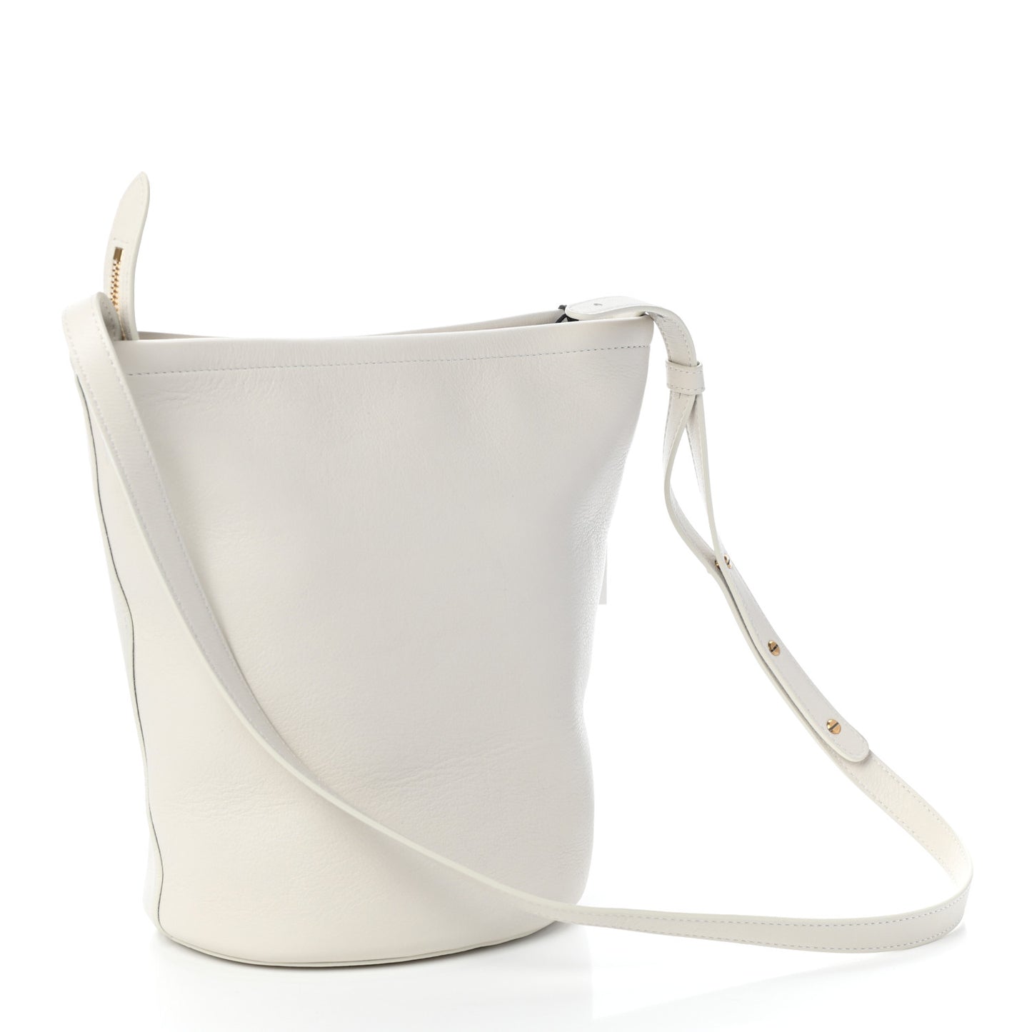 Pebbled Calfskin Zip Bucket Bag Snow