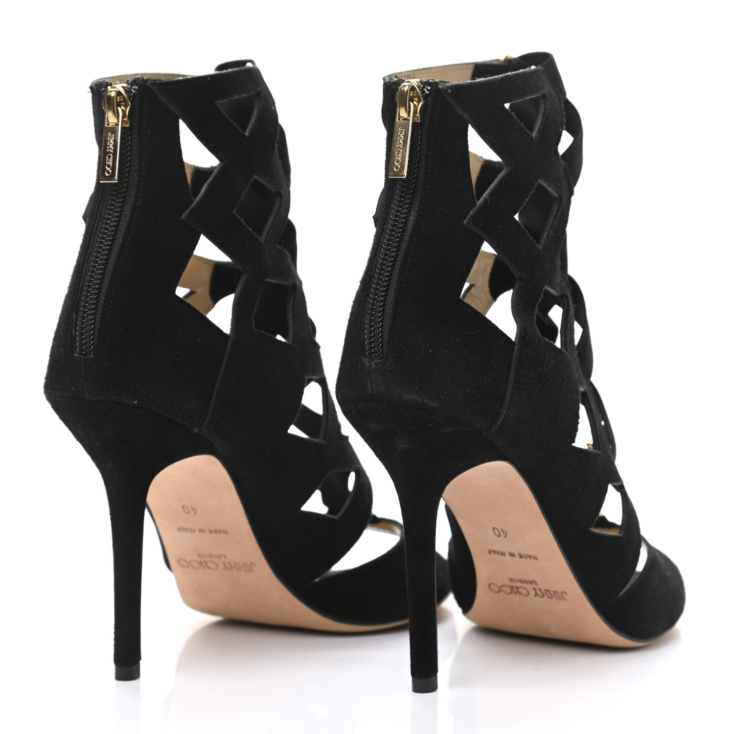 Jimmy Choo Suede Cutout Sandals 40 Black 4 of 7