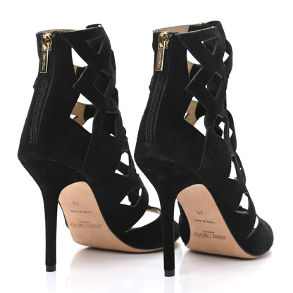 Jimmy Choo Suede Cutout Sandals 40 Black 4 of 7