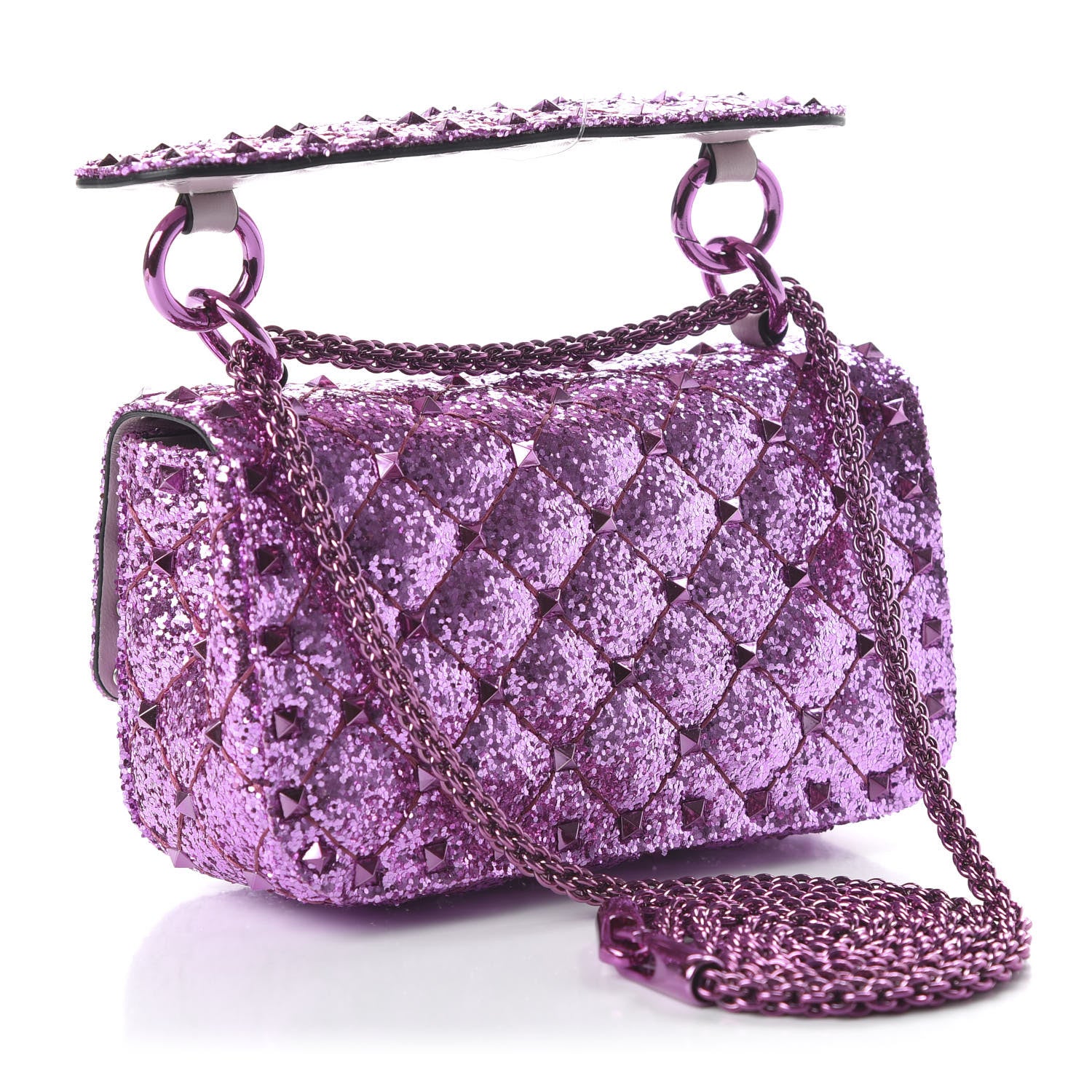 Valentino Garavani Glitter Mini Rockstud Spike Shoulder Bag Water Lilac 3 of 10