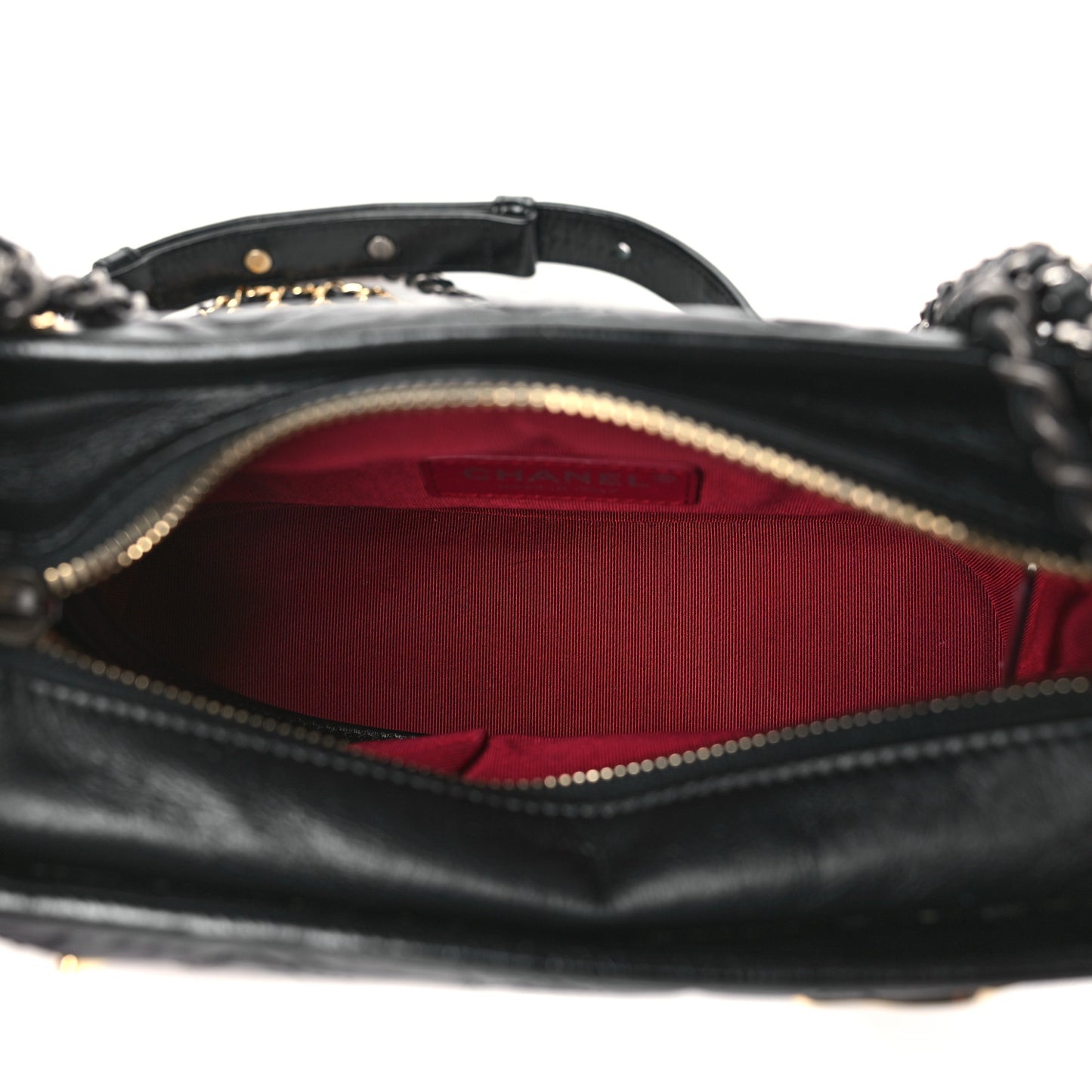 Aged Calfskin Quilted Charms Small Gabrielle Hobo Black