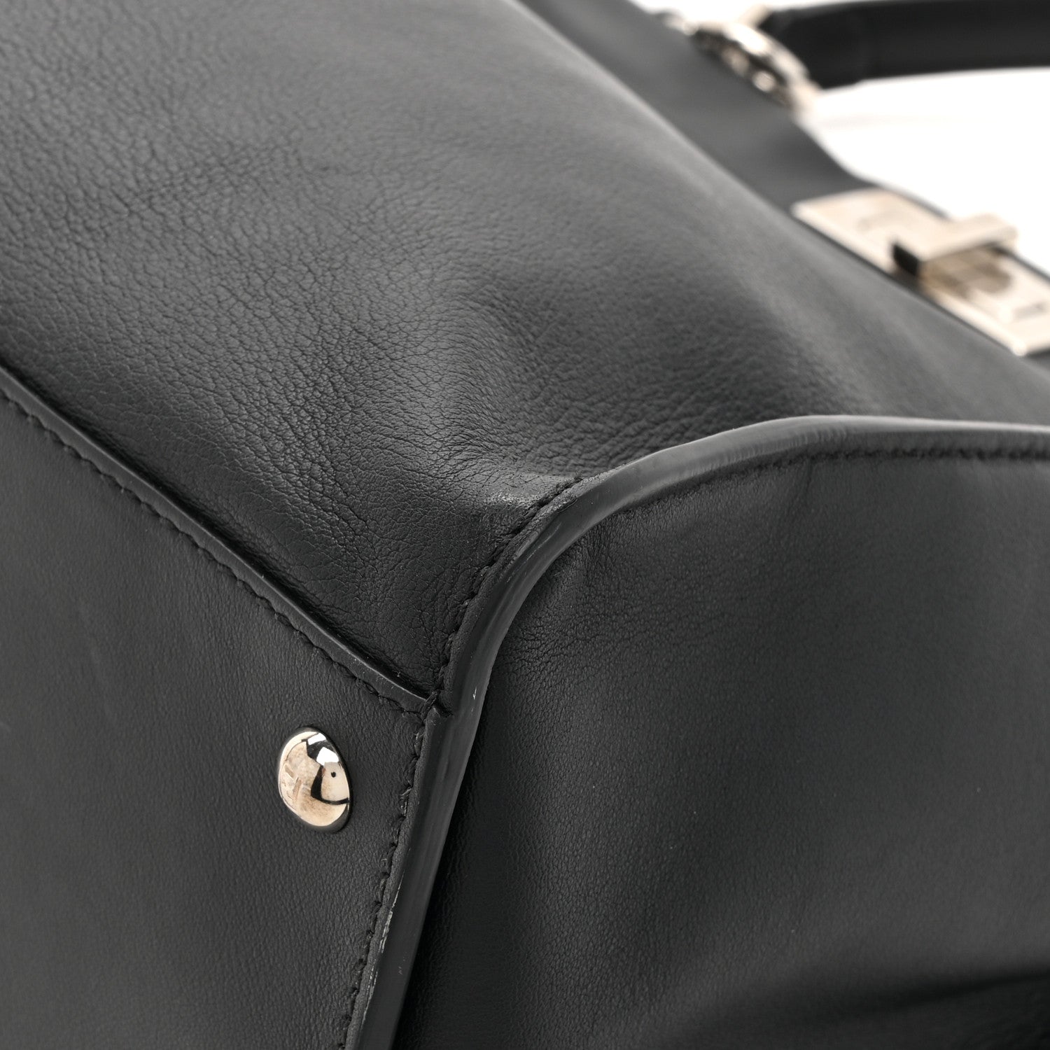 Fendi Vitello Dolce Marmol Patent Crocodile Trapuntata Large Peekaboo Iconic Satchel Black Fumo 13 of 15