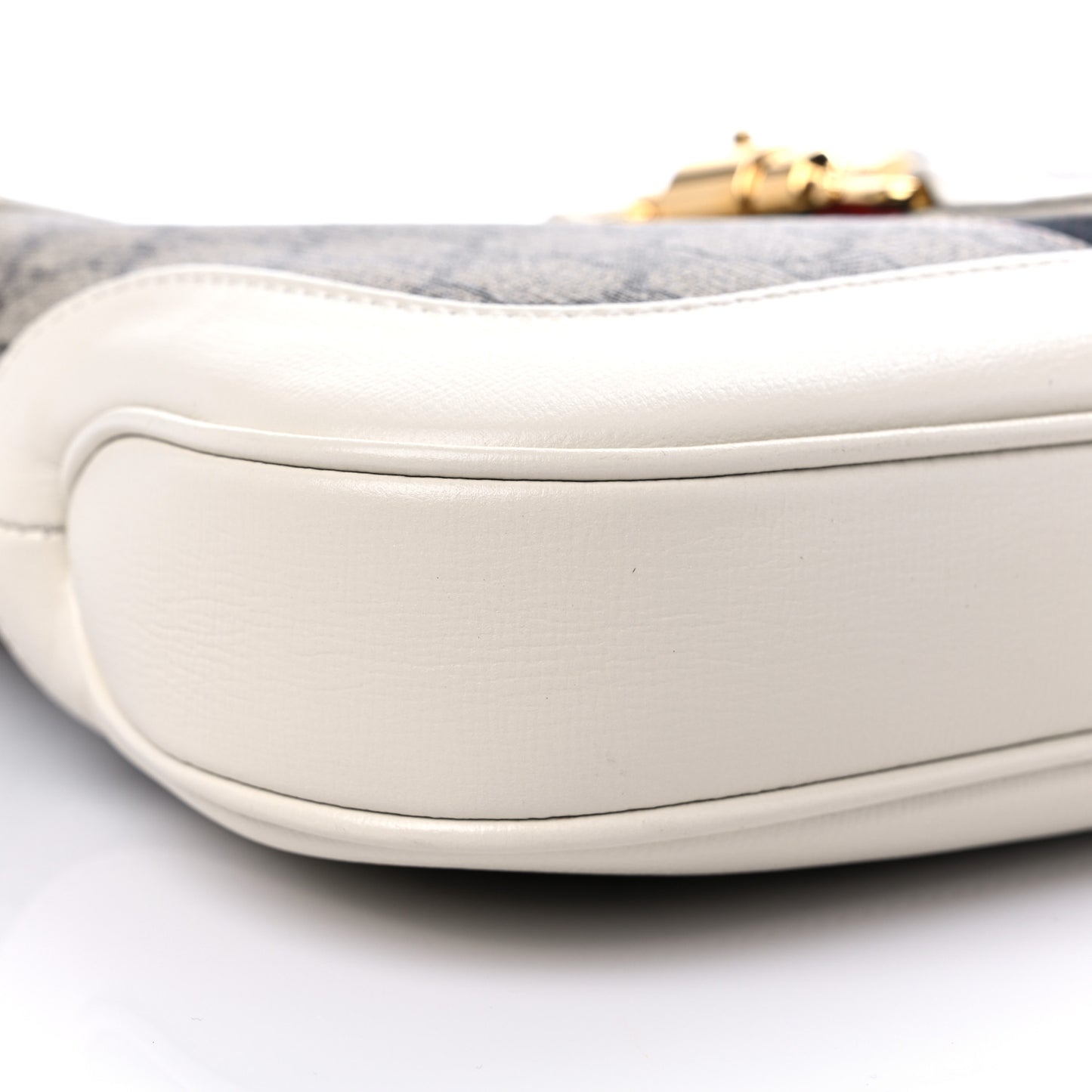GG Supreme Monogram Azalea Calfskin Web Small Jackie 1961 Hobo Beige Ebony Mystic White