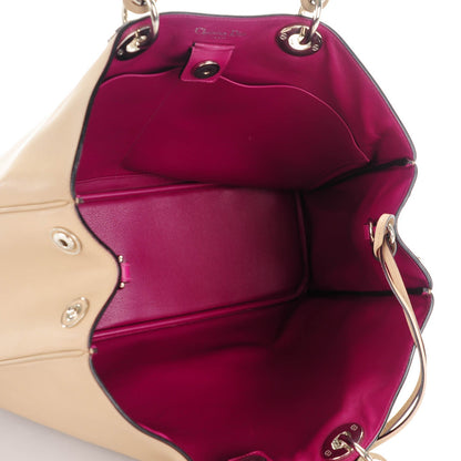 Christian Dior CHRISTIAN Smooth Calfskin Medium Diorissimo Tote Beige Fuchsia 7 of 10