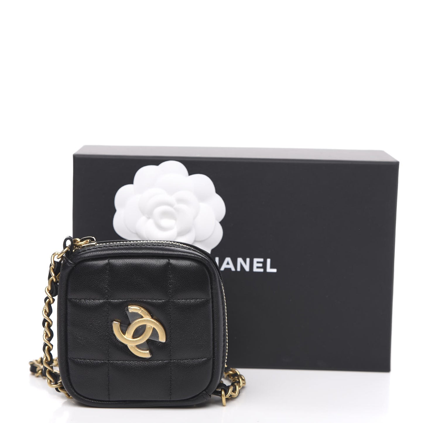 Lambskin Quilted Clutch With Chain Bag Black