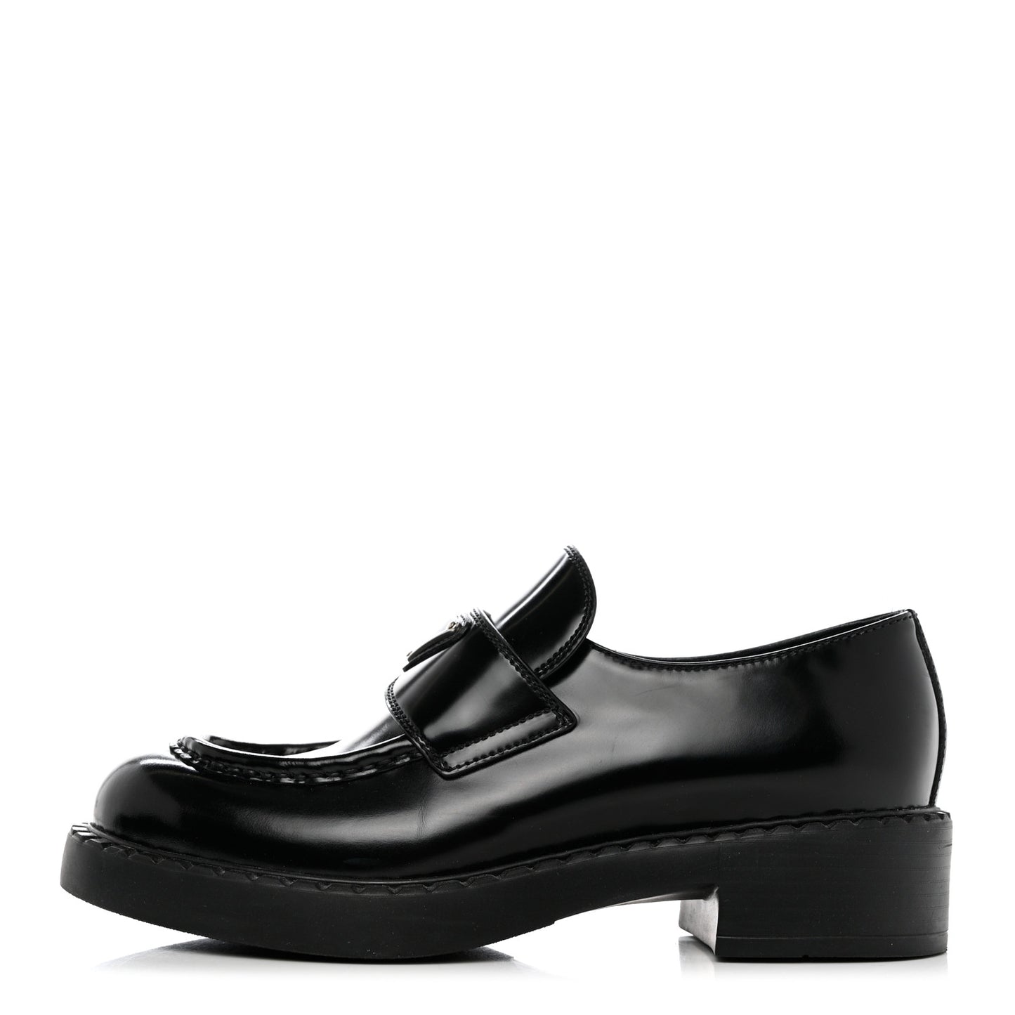 Spazzolato Metal Triangle Logo 50mm Loafers 37.5 Black