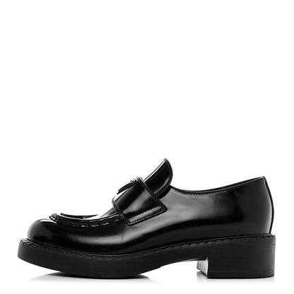 Prada Spazzolato Metal Triangle Logo 50mm Loafers 37.5 Black 1 of 9