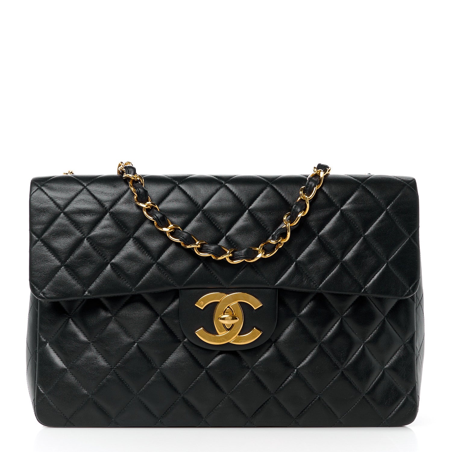 Chanel Lambskin Quilted XL Jumbo Single Flap Black 1 of 14