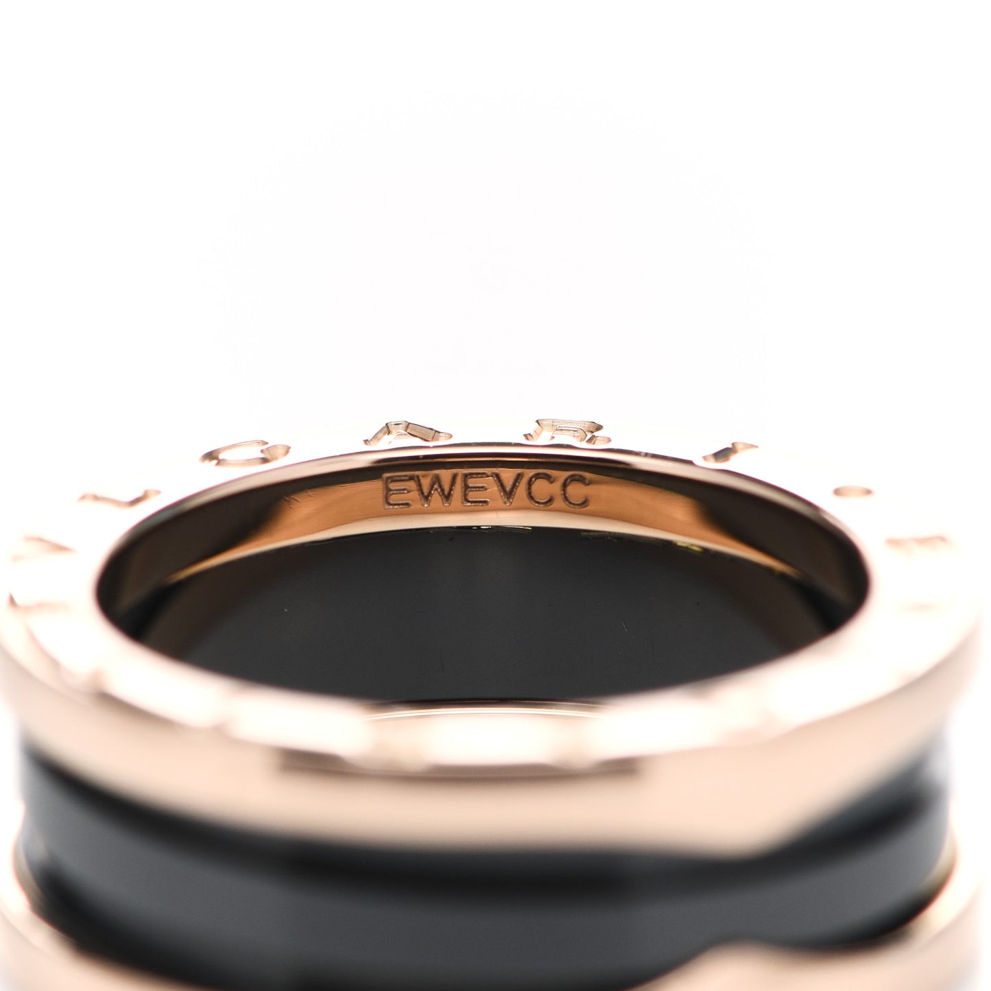18K Rose Gold Black Ceramic B.Zero1 Two-Band Ring 54 7