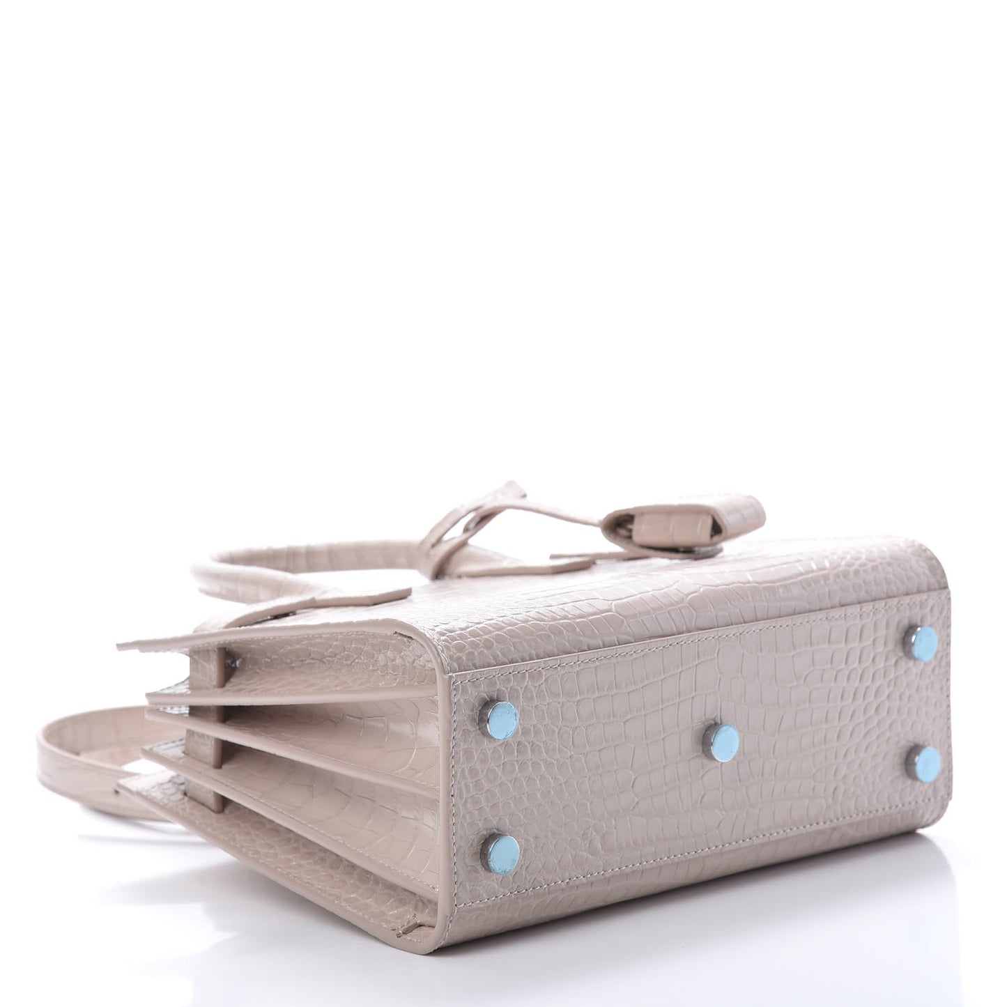 Calfskin Crocodile Embossed Nano Sac De Jour Rose Antic