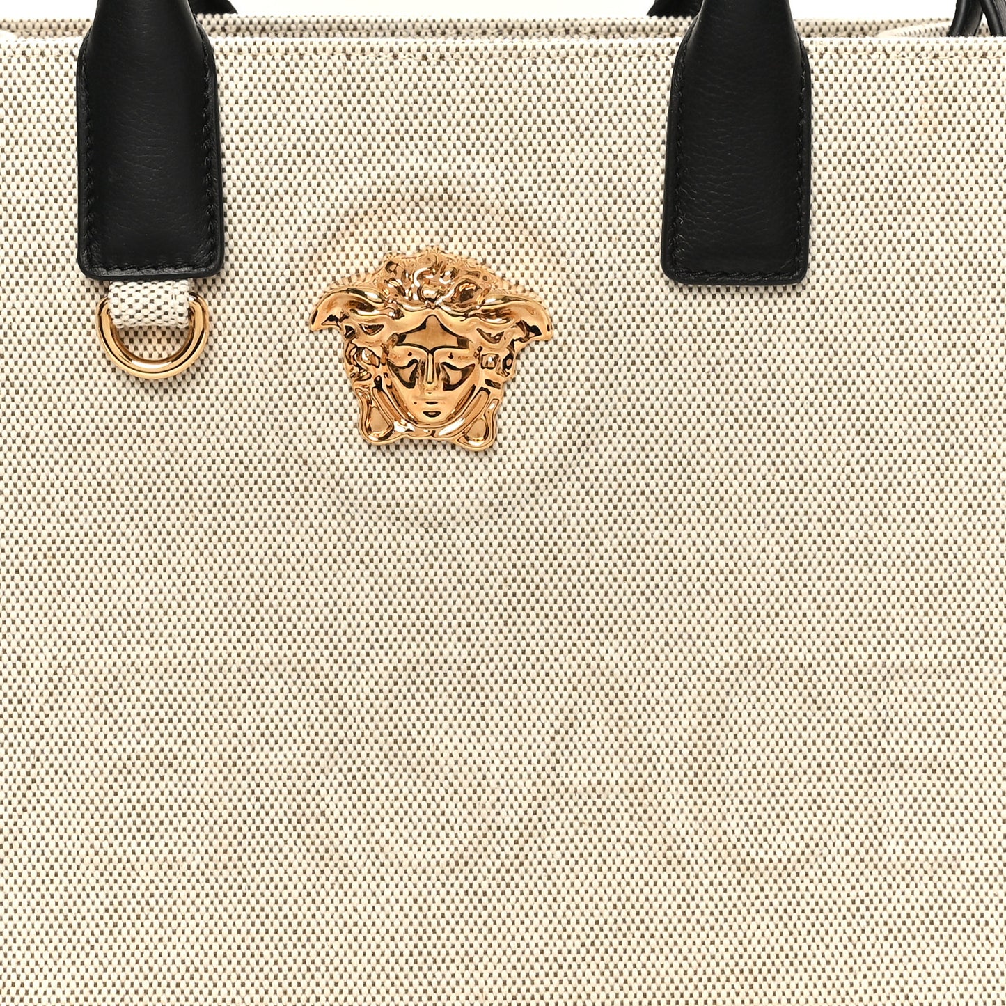 Canvas Calfskin La Medusa Tote Bag Beige