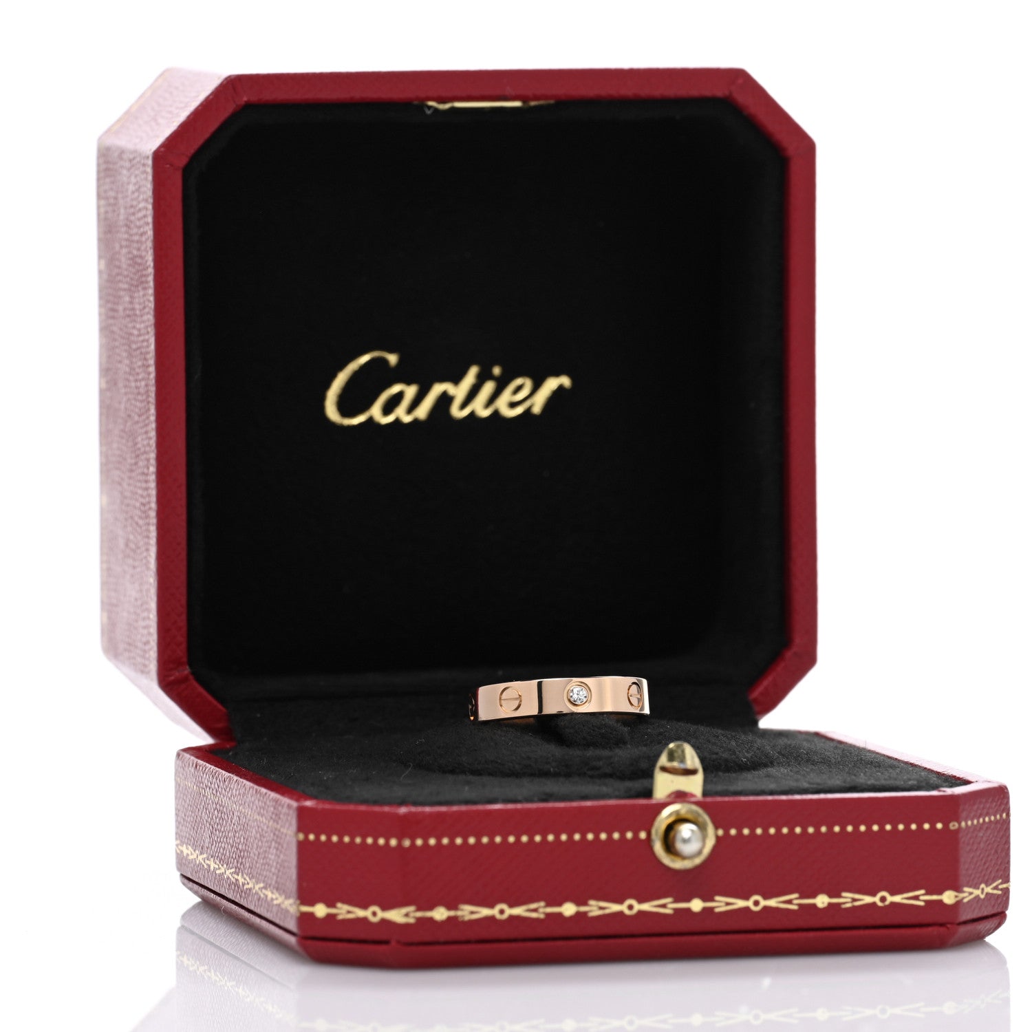 Cartier 18K Pink Gold Diamond 4mm LOVE Wedding Band Ring 51 5.75 5 of 5