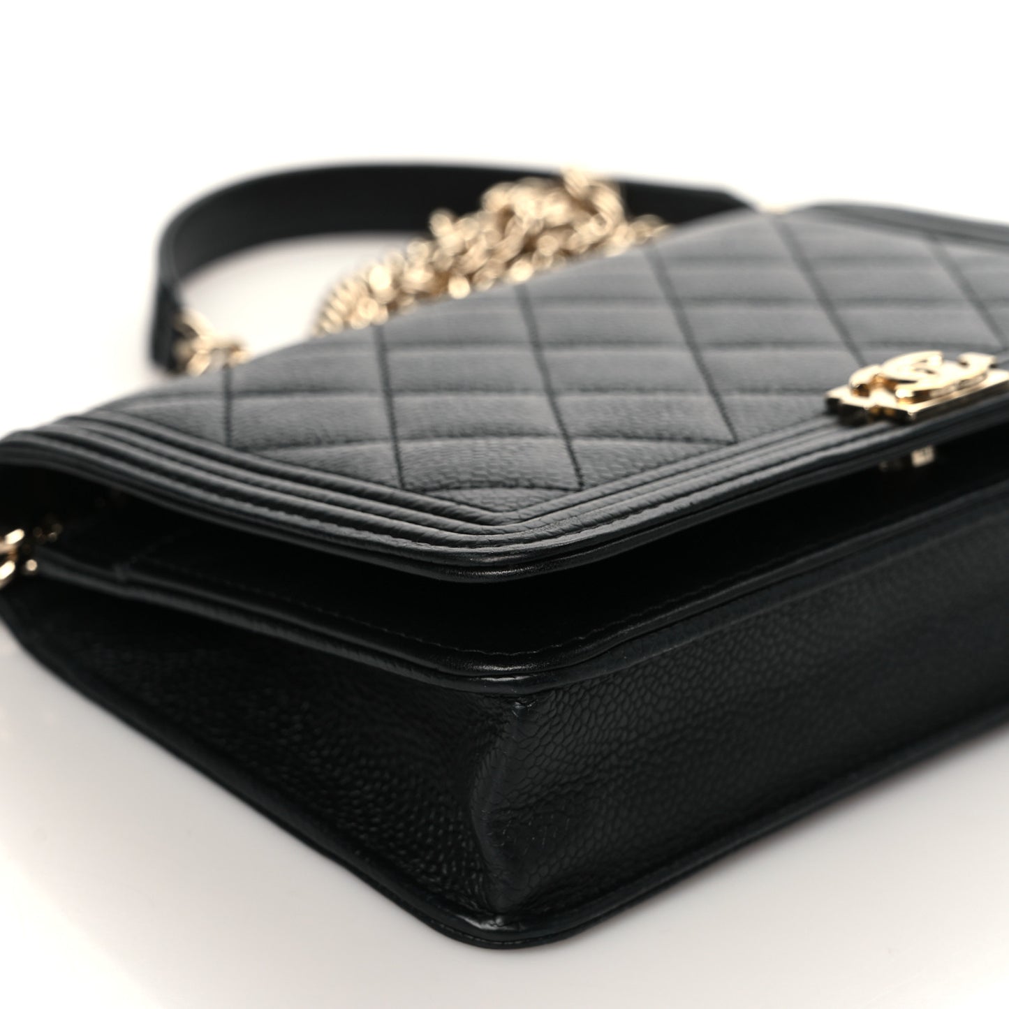 Caviar Quilted Boy Wallet On Chain WOC Black