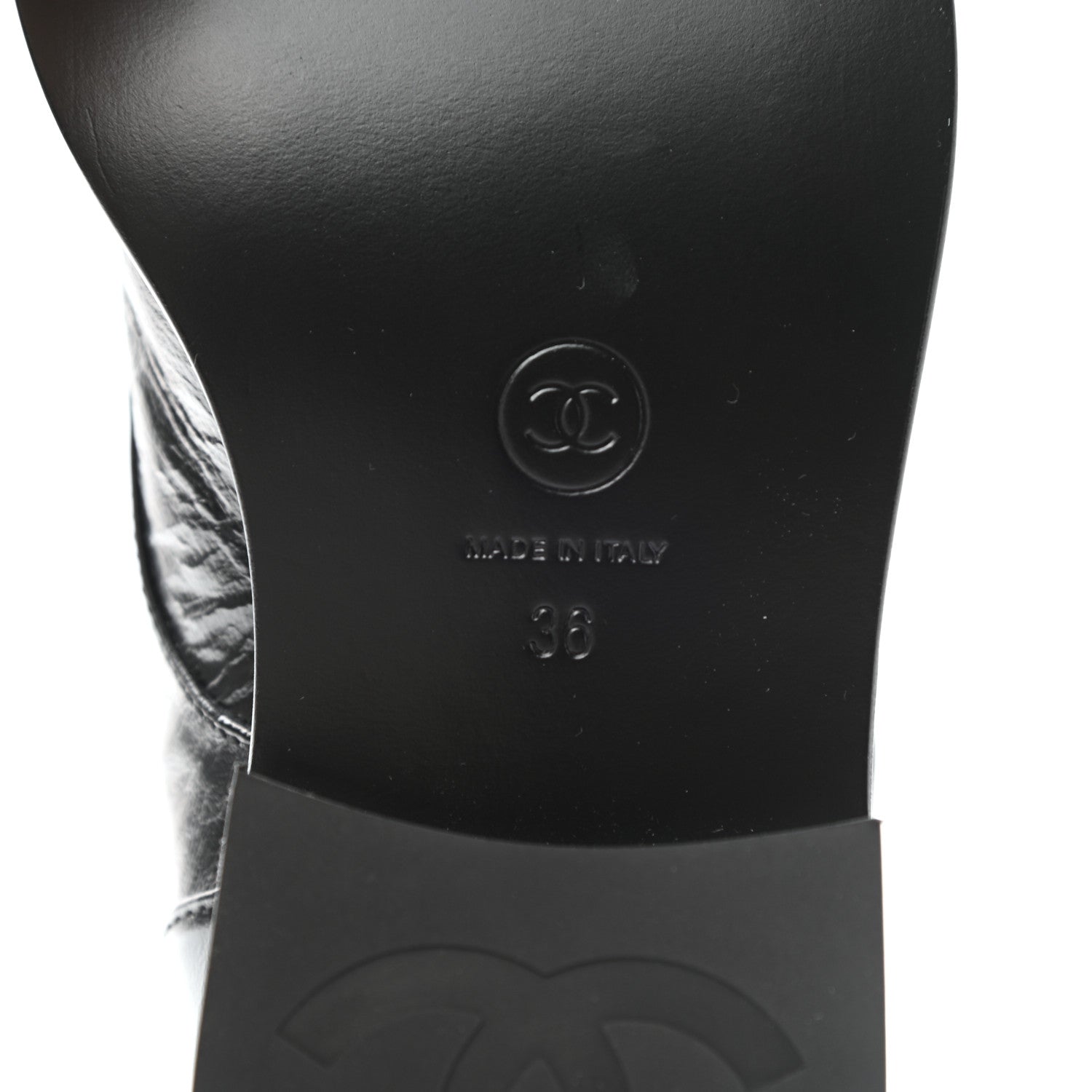 Chanel Crumpled Lambskin Shiny Calfskin Lace Up Combat Boots 36 Black 7 of 10