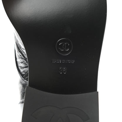 Chanel Crumpled Lambskin Shiny Calfskin Lace Up Combat Boots 36 Black 7 of 10