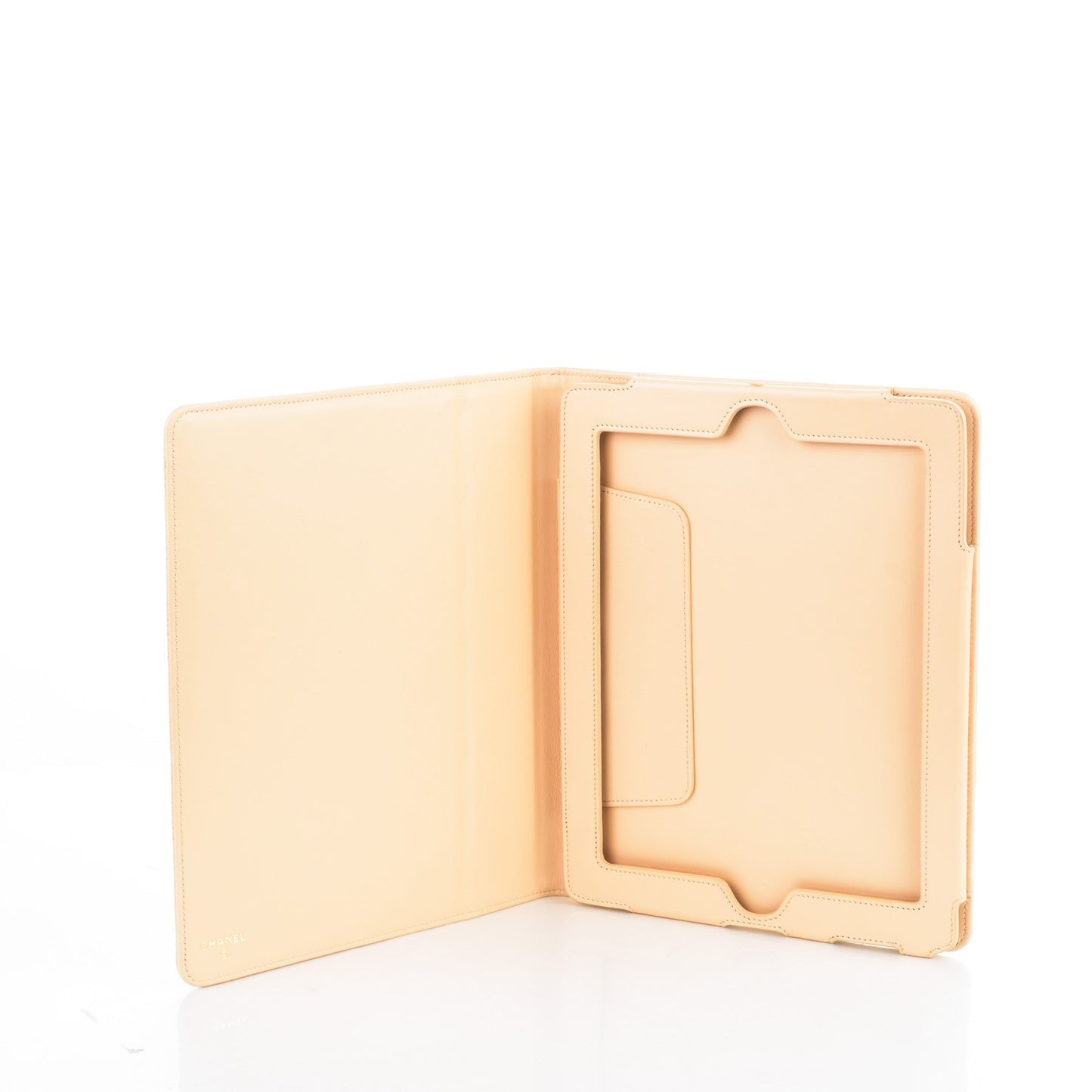 Caviar Quilted iPad Case Light Beige