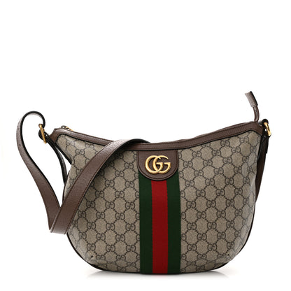 Gucci GG Supreme Monogram Web Small Ophidia Half Moon Hobo Brown 1 of 14