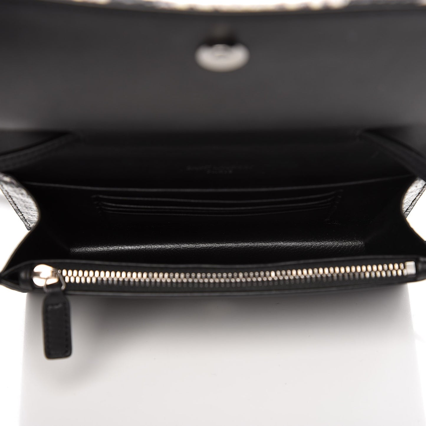 Snakeskin Zebra Print Monogram Toy Kate Strap Wallet Black White