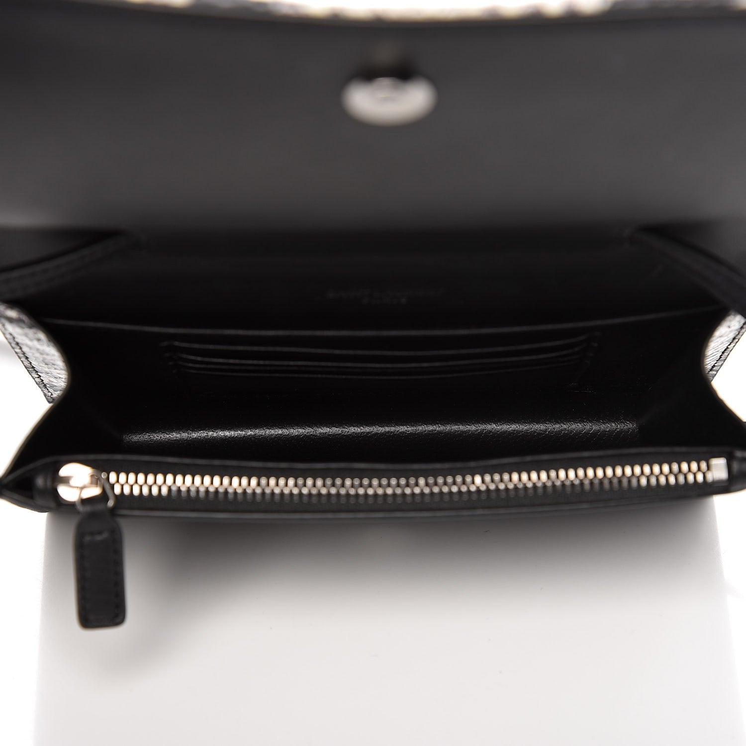 Saint Laurent Snakeskin Zebra Print Monogram Toy Kate Strap Wallet Black White 5 of 6