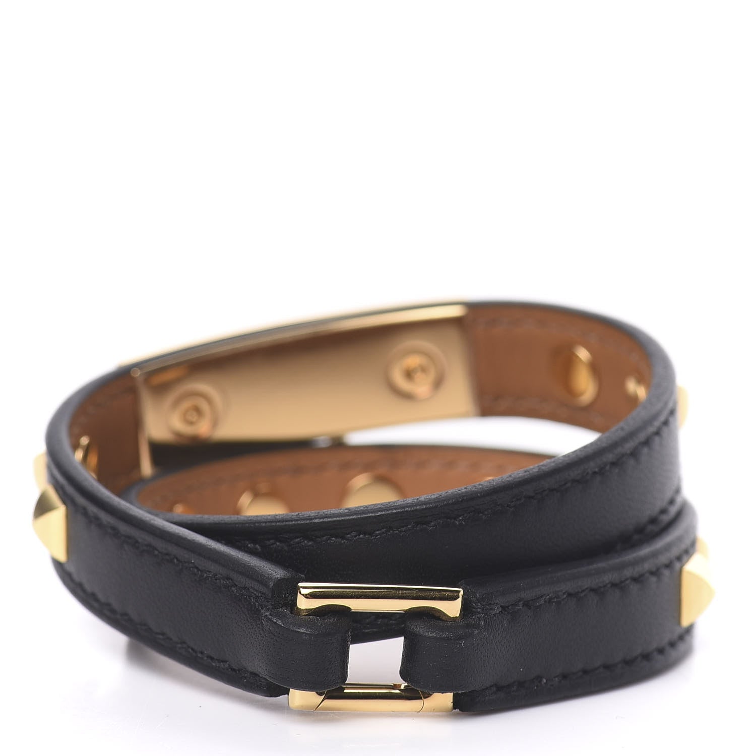 Hermes Swift Studded Rivale Double Tour Bracelet T2 Black 3 of 7