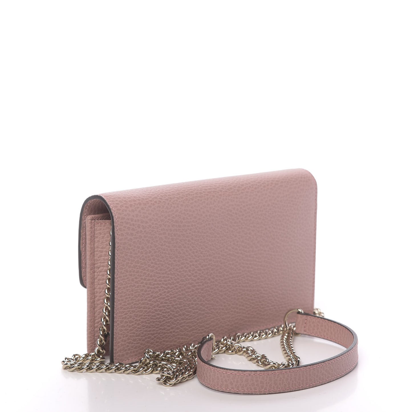 Dollar Calfskin Interlocking G Chain Wallet Soft Pink