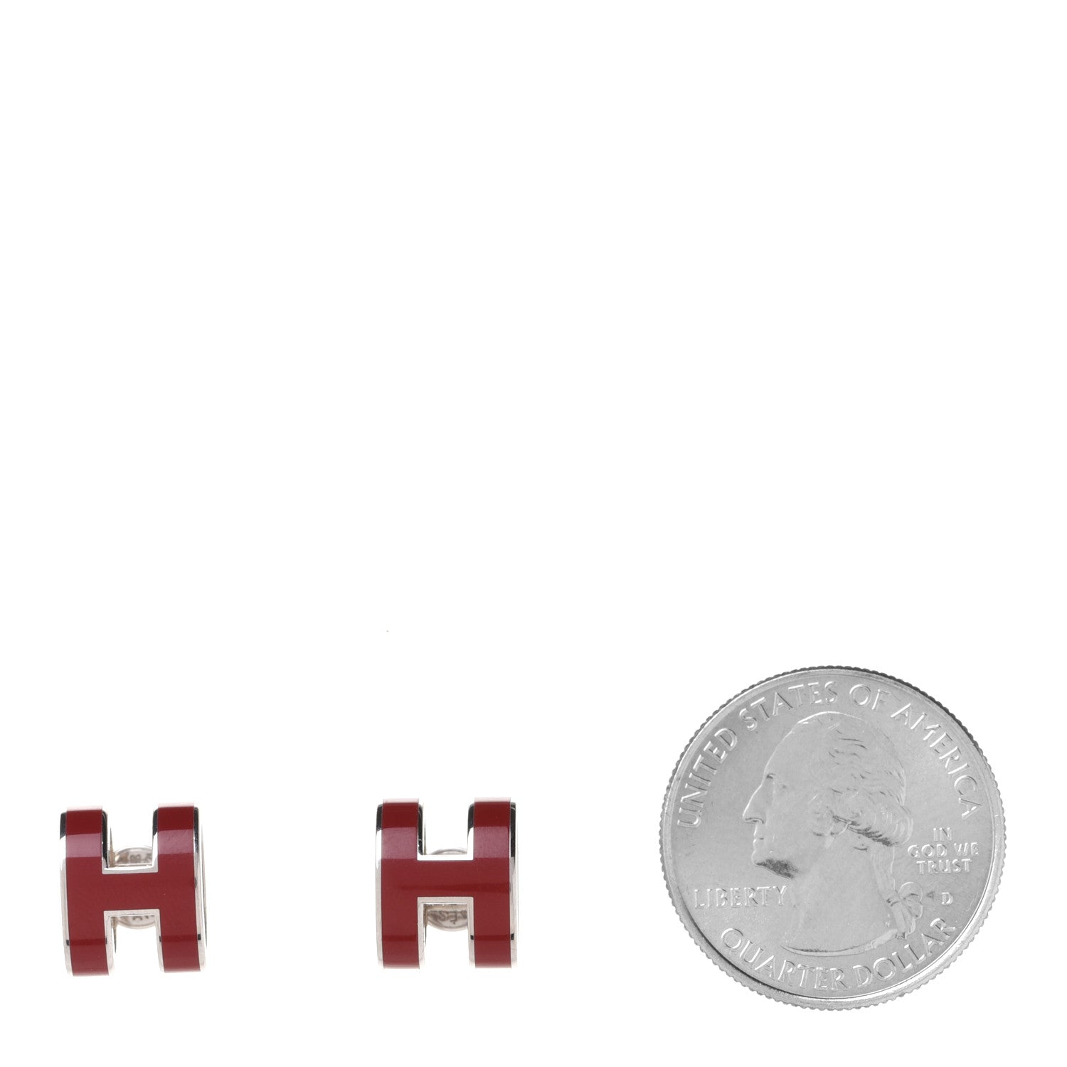 Hermes Palladium Lacquered Pop H Earrings Rouge H 2 of 5