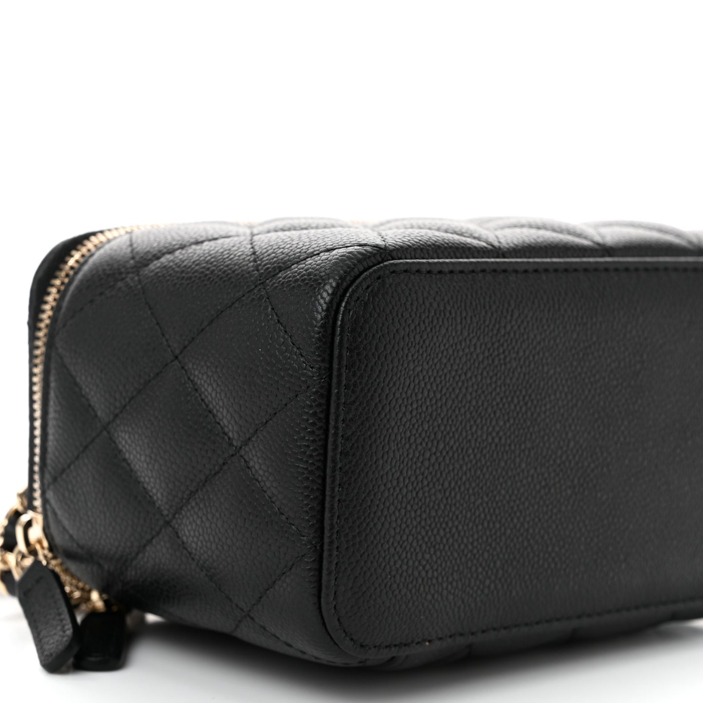 Caviar Quilted Small Tiny CC Vanity Case With Chain Black