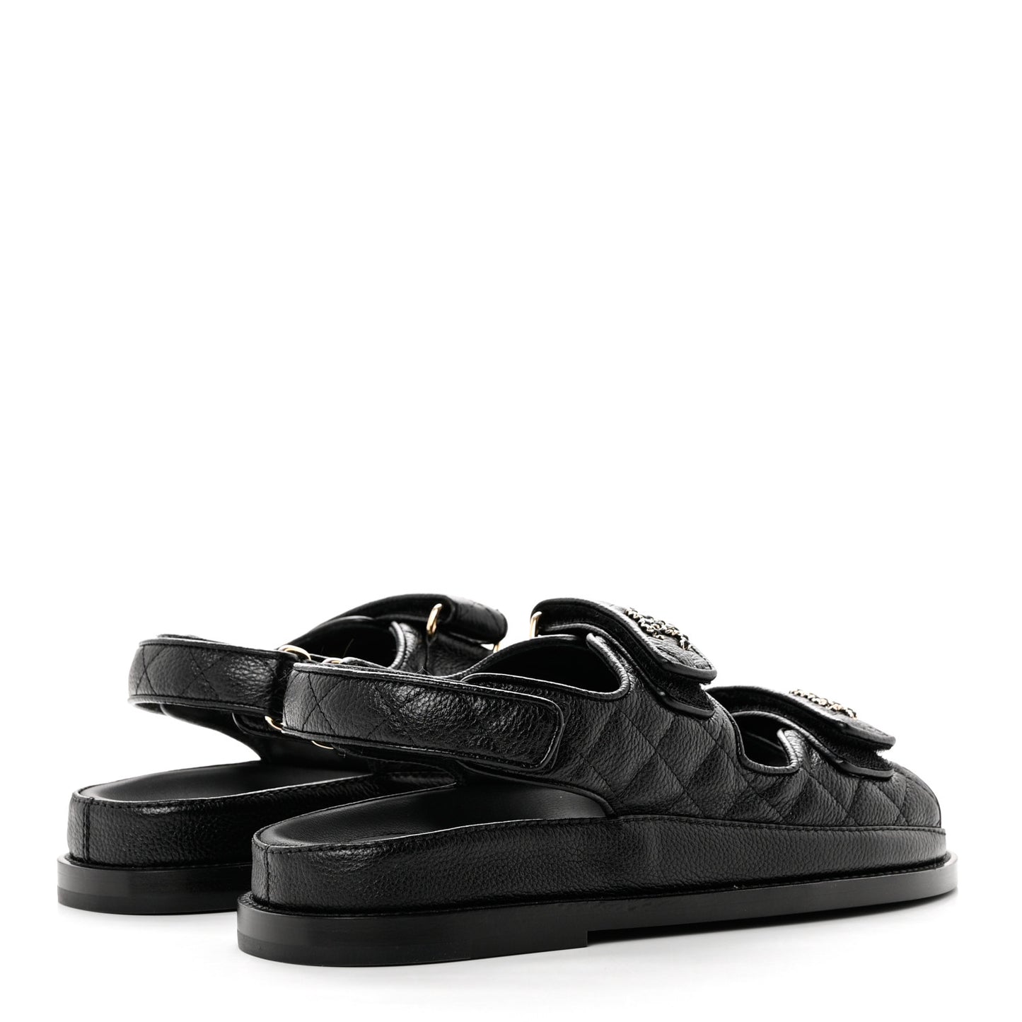 Grained Calfskin Velcro Dad Sandals 36.5 Black