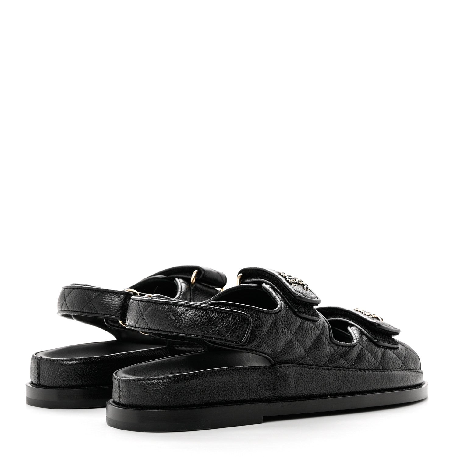 Chanel Grained Calfskin Velcro Dad Sandals 36.5 Black 4 of 9