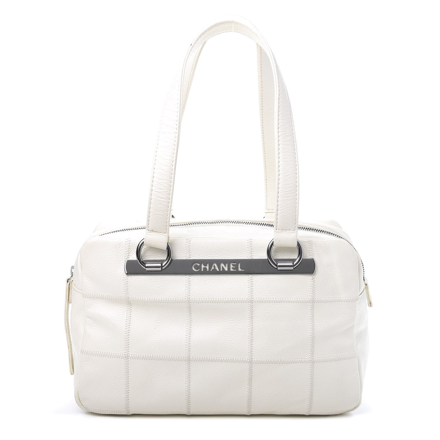 Chanel Caviar Square Stitched Bowler White 1 of 11