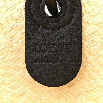 Loewe Calfskin Raffia Paulas Ibiza Small Anagram Basket Tote Bag Natural Black 6 of 14