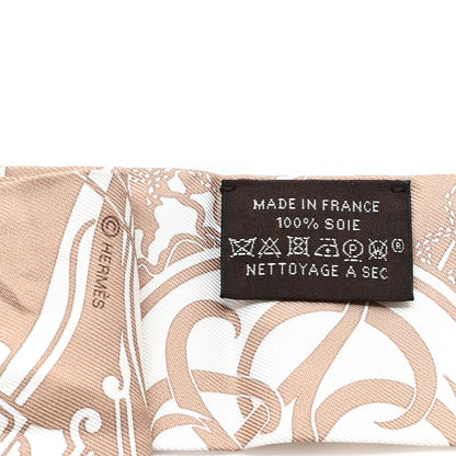 Hermes Silk Ex-Libris Twilly Beige White Caramel 3 of 3