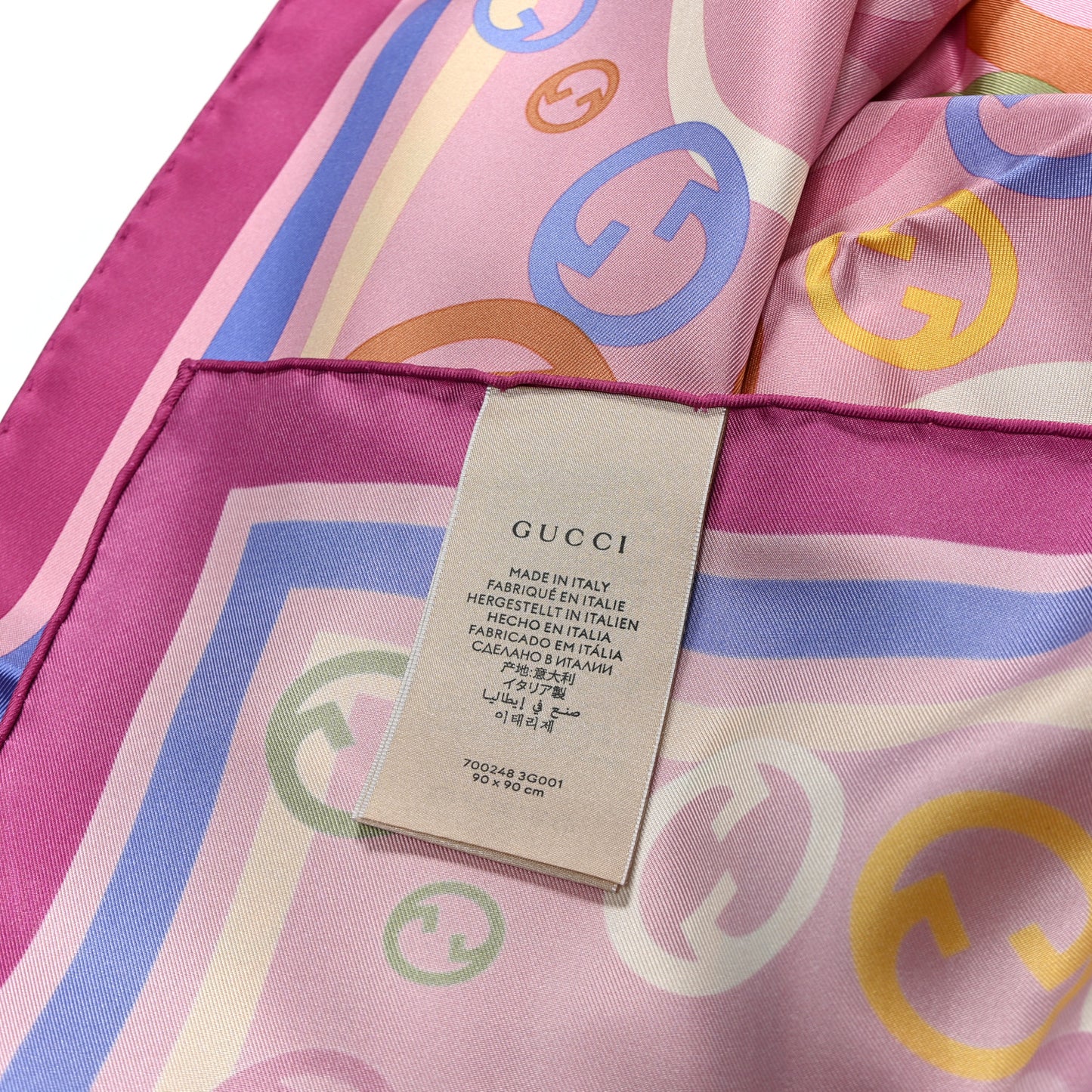 Silk Twill GG Bubble Square Scarf Roseate