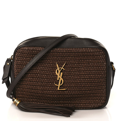 Saint Laurent Raffia Canvas Monogram Lou Camera Bag Dark Chocolate 1 of 8