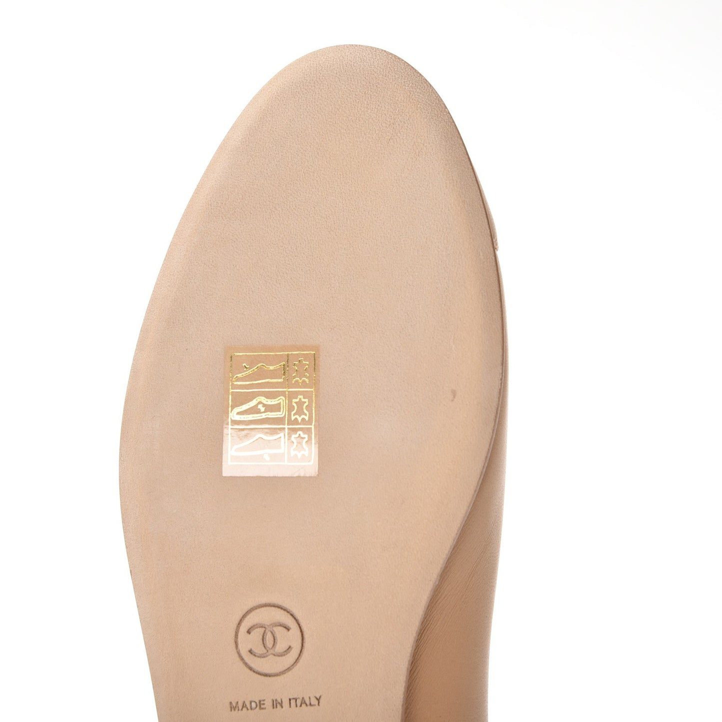 Lambskin Cap Toe CC Ballerina Flats 37.5 Dark Beige