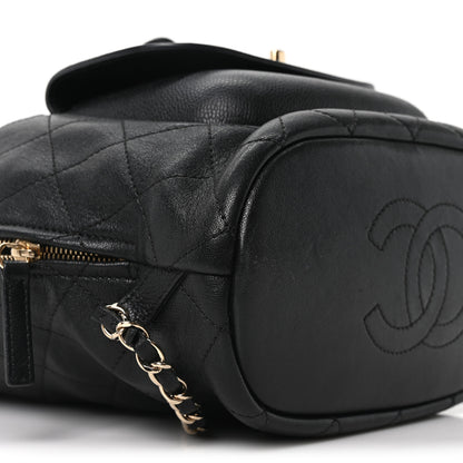 Chanel Sheepskin Caviar Quilted Daily Round Backpack Black 9 of 10