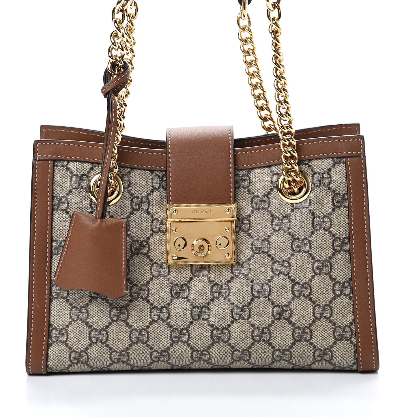 GG Supreme Monogram Calfskin Small Padlock Tote Beige Ebony Tuscany