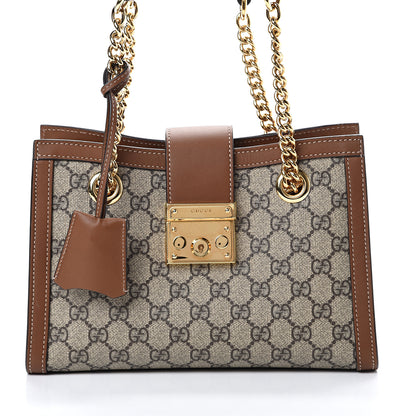 Gucci GG Supreme Monogram Calfskin Small Padlock Tote Beige Ebony Tuscany 7 of 10