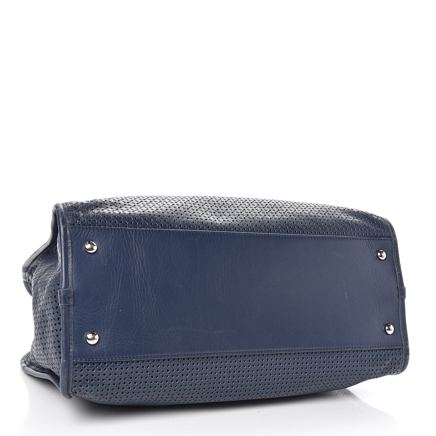 Calfskin Perforated Up In The Air Tote Dark Blue