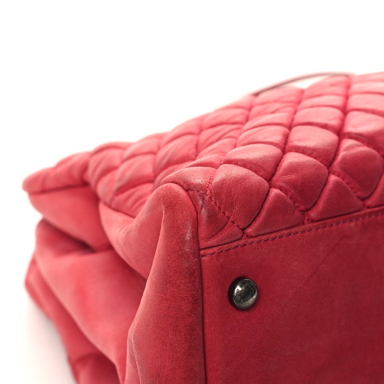 Chanel Iridescent Calfskin Quilted Large Just Mademoiselle Bowling Bag Red 13 of 17